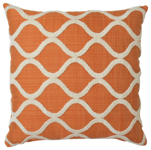 Embroidered Trellis Pillow Cover, Orange - Modern - Decorative Pillows - by Pillow Flight